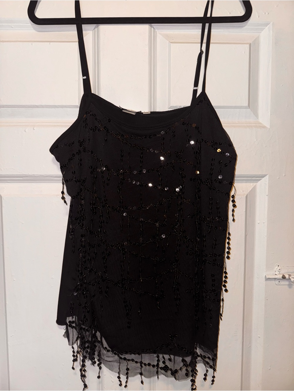 Caren Sport Black Beaded Spaghetti-Strap Camisole